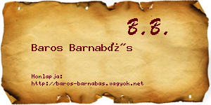 Baros Barnabás névjegykártya