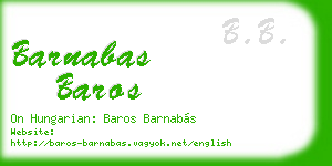 barnabas baros business card